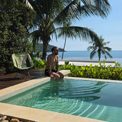 packable outdoor chair with palm pattern by Suniela Beach
