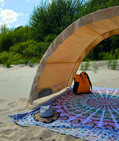 Sand colourway Suniela Classic shade cabana set up on the beach